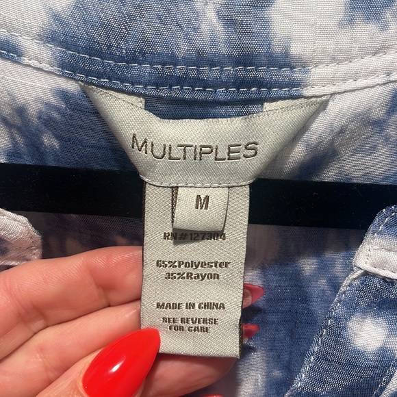 Multiples Long Sleeve Button Front Tie Dye Blouse Medium M AMERICANA shirt Med - Picture 3 of 12